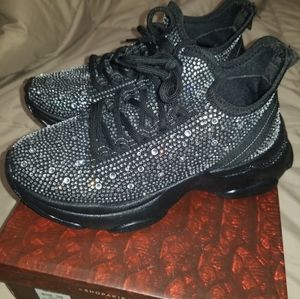 Black rhinestone Sneakers by AKIRA